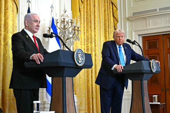 Le premier ministre israélien, Benyamin Nétanyahou, et Donald Trump, à la Maison Blanche, à Washington, le 4 février 2025.