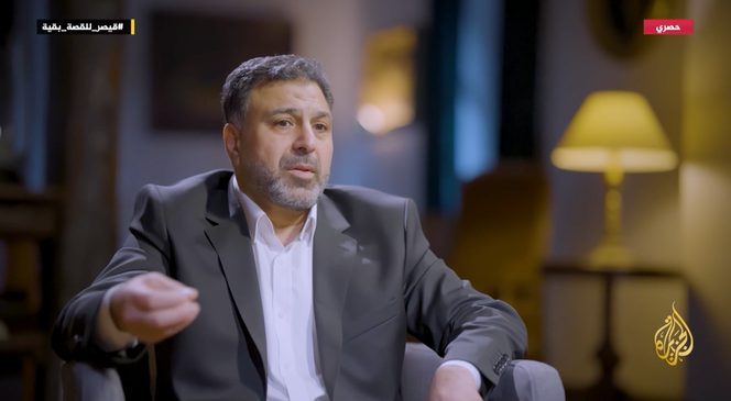 Farid Al-Mazhan, surnommé César, lors d’un entretien à avec la chaîne qatarie Al-Jazira, le 6 février 2025.