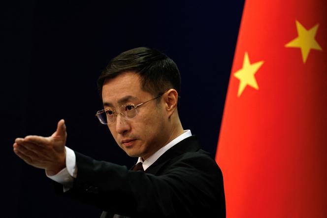 Le porte-parole du ministère des affaires étrangères chinois, Lin Jian, lors d’une conférence de presse à Pékin, le 20 mars 2024. 
