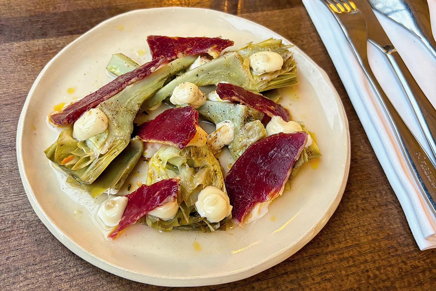 At the Ajar restaurant in Paris, artichokes à la barigoule come with an 'awesome oyster mayonnaise'