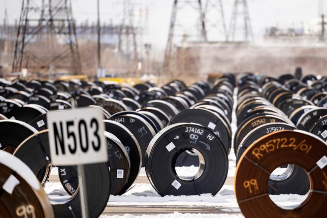 A l’aciérie ArcelorMittal Dofasco d’Hamilton, en Ontario, le 10 février 2025. Le Canada est le principal fournisseur d’acier et d’aluminium des Etats-Unis.