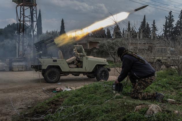 Un lance-roquettes de HTC à Hawiq, village syrien proche de la frontière libanaise. Le 9 février 2025