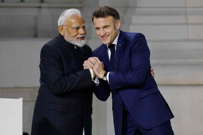Narendra Modi, le président indien, et Emmanuel Macron au Sommet pour l’action sur l’IA, à Paris, le 11 février 2025.