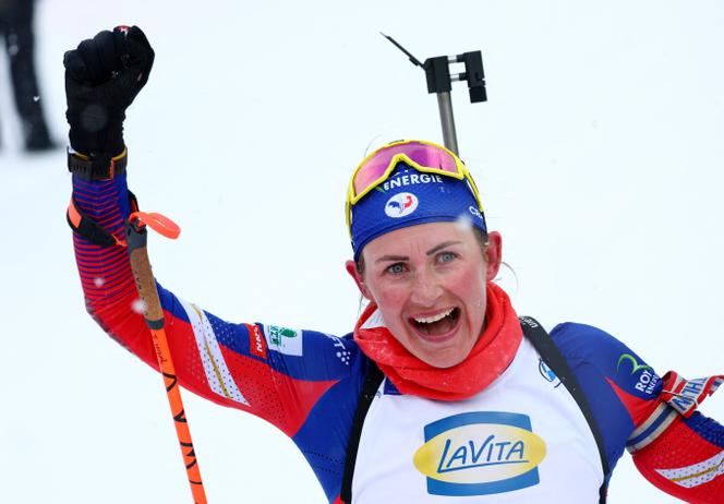 Justine Braisaz-Bouchet a remporté le sprint aux Mondiaux de Lenzerheide (Suisse), 14 février 2025. 