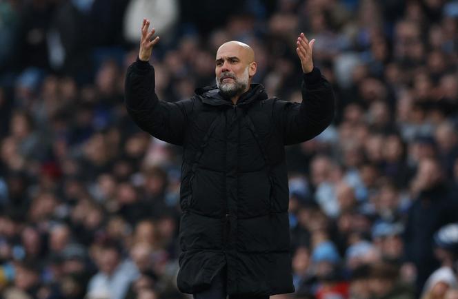 L’entraîneur de Manchester City, Pep Guardiola, lors du match de Premier League face à Newcastle, à l’Etihad Stadium de Manchester, le 15 février 2025.