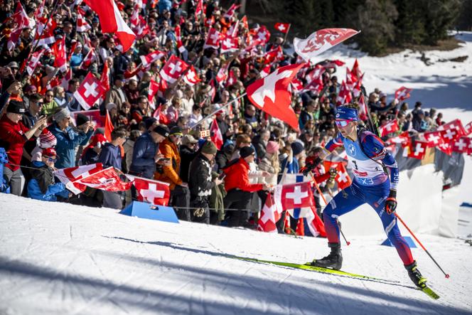 Justine Braisaz-Bouchet, lors de la poursuite des mondes, à Lenzerheide (Suisse), le 16 février 2025. 