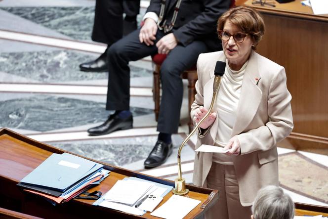 La ministre de l’agriculture, Annie Genevard, lors de la séance des questions au gouvernement, à l’Assemblée nationale, à Paris, le 19 février 2025.