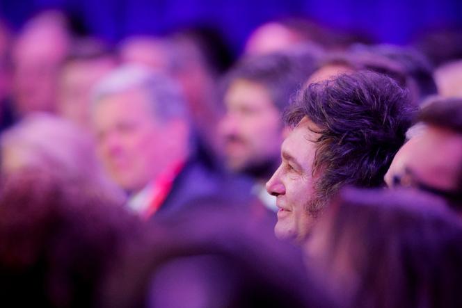 Le président argentin, Javier Milei, lors de la conférence CPAC, le rassemblement annuel des conservateurs américains, à National Harbor (Etats-Unis), le 22 février 2025.