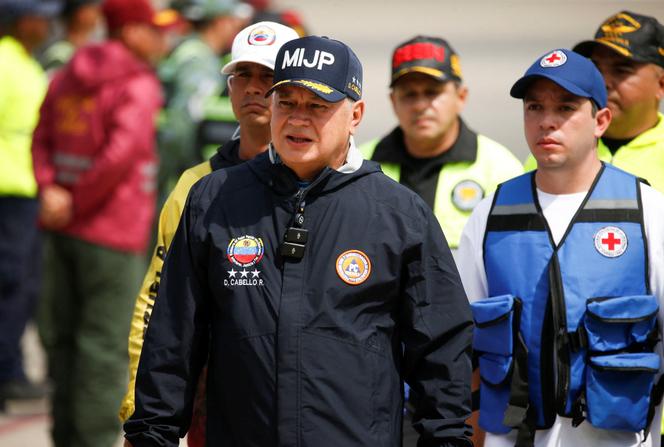 O Ministro do Interior da Venezuela, Diosdado Cabello, em Maiquetia (Venezuela), em 24 de fevereiro de 2025.