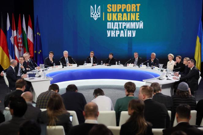 Lors d’une conférence de presse après le sommet Soutien à l’Ukraine, qui marque le troisième anniversaire de l’invasion russe, à Kiev, en Ukraine,
le 24 février 2025.