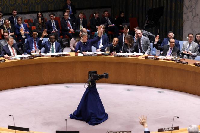 Le Conseil de sécurité des Nations unies vote une résolution américaine refusant de soutenir l’Ukraine, à New York, le 24 février.