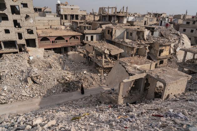 Le quartier de Tadamone, dans le sud de Damas, le 23 décembre 2024.