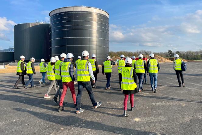 Sur le chantier du site de méthanisation Sécalia, à Cérilly (Côte-d’Or), le 18 avril 2023, avant l’inauguration de septembre 2024.