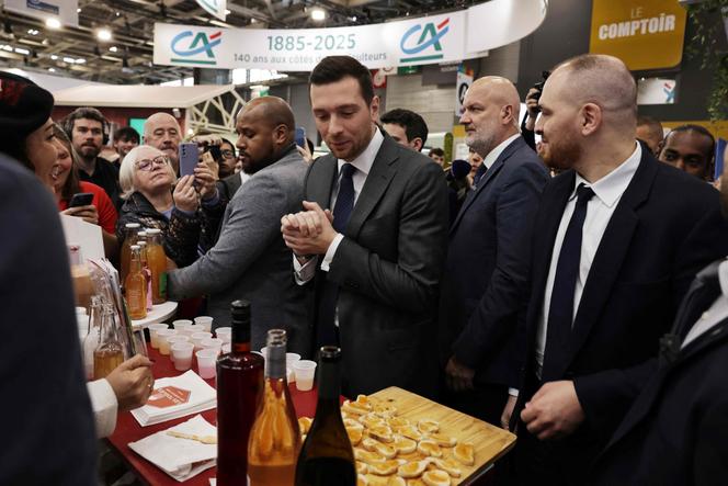 Le président du Rassemblement national, Jordan Bardella, lors de sa visite au Salon de l’agriculture, à Paris, le 24 février 2025.