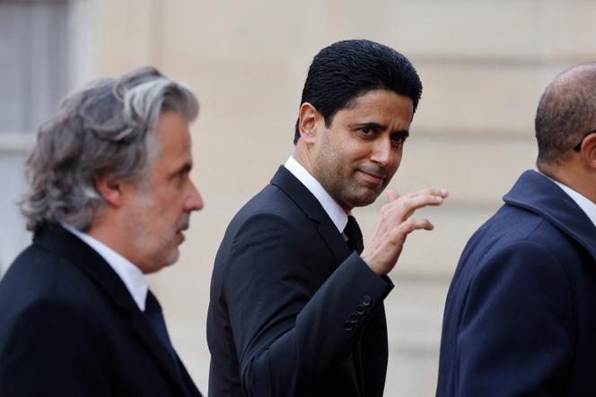 رئيس LFP ، فنسنت لابرون ورئيس PSG ، ناصر الخليفي في إيلزيه باريس