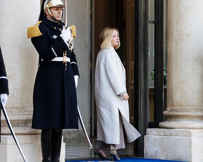La première ministre italienne, Giorgia Meloni, au palais de l’Elysée, à Paris, le 17 février 2025.