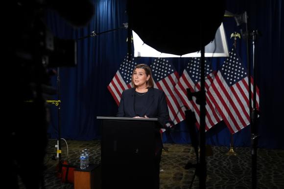 La sénatrice démocrate du Michigan, Elissa Slotkin, à Wyandotte (Michigan), aux Etats-Unis, le 4 mars 2025.
