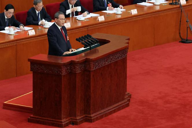 Le premier ministre chinois, Li Qiang, lors de l’Assemblée nationale populaire, présente son programme pour l’année à venir, à Pékin, le 5 mars 2025