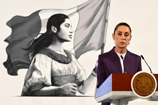 La présidente mexicaine, Claudia Sheinbaum, lors de sa conférence de presse au Palais national, à Mexico, mardi 4 mars 2025.
