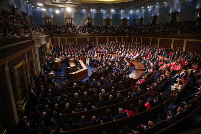 Le président américain Donald Trump s’adresse à une session conjointe du Congrès au Capitole, à Washington, le 04 mars 2025.