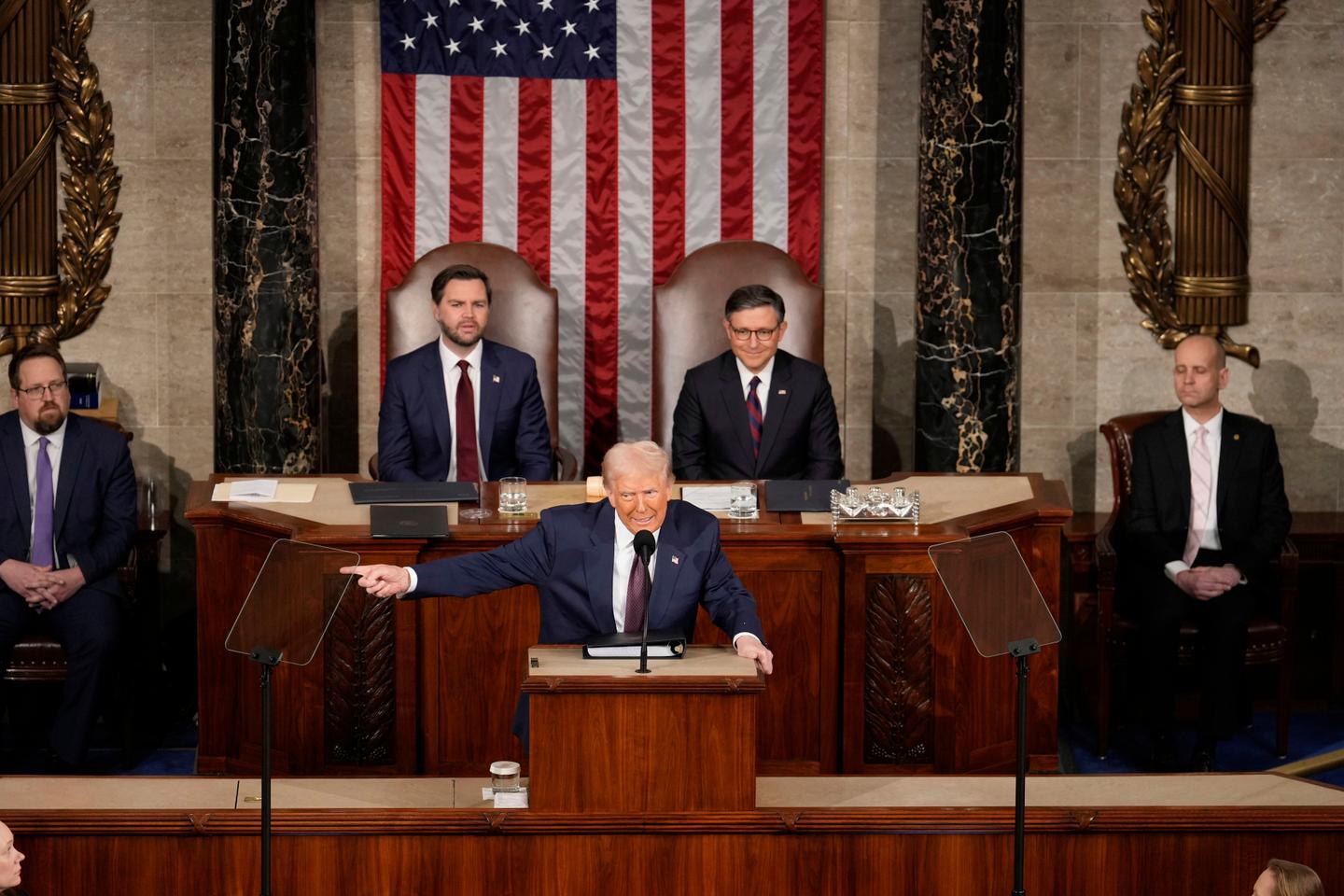 Trump celebrates shockwave of first weeks in uncompromising speech before Congress