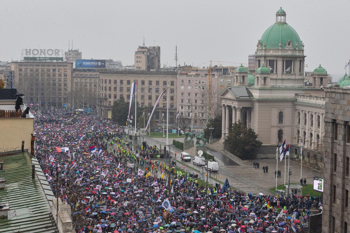 Large crowds converge in Serbia's capital for protest against corruption