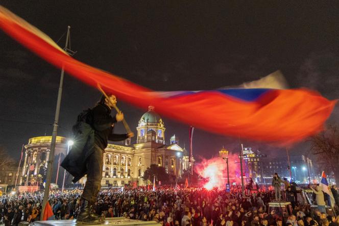 Manifestation contre la corruption, à Belgrade, le 15 mars 2025.