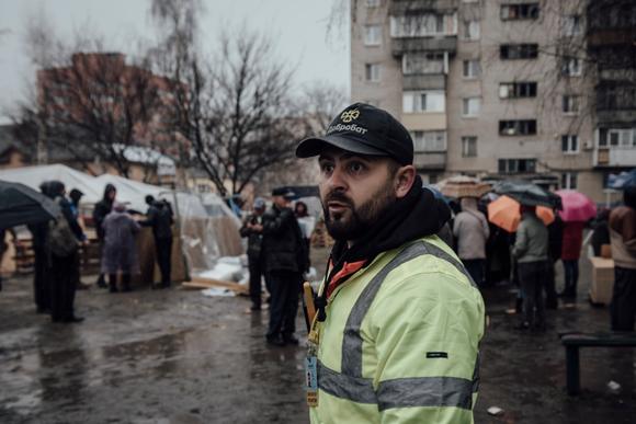 Oleksiy Kliouïev, 36 ans, est le directeur de Dobrobat. A Soumy, le 25 mars 2025.