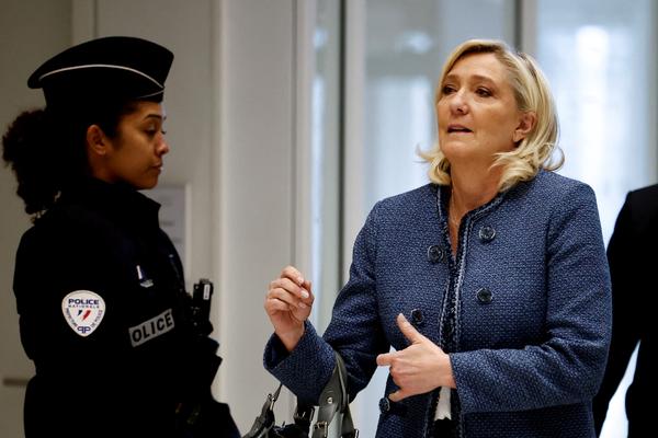 French far-right leader Marine Le Pen walks into the courthouse in Paris, France, March 31, 2025. 