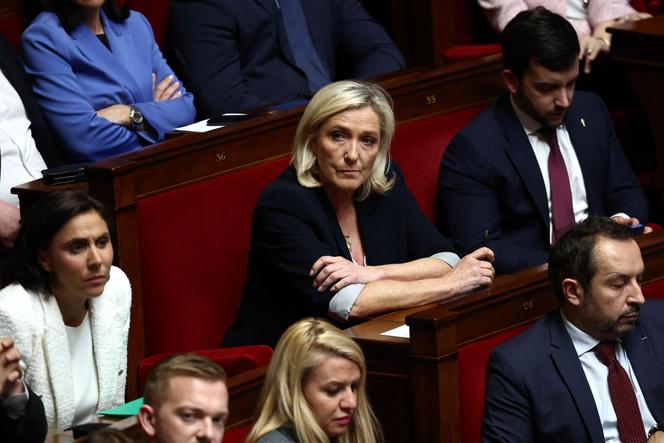 Marine Le Pen, présidente du groupe Rassemblement national à l’Assemblée nationale, à Paris, le 1ᵉʳ avril 2025.