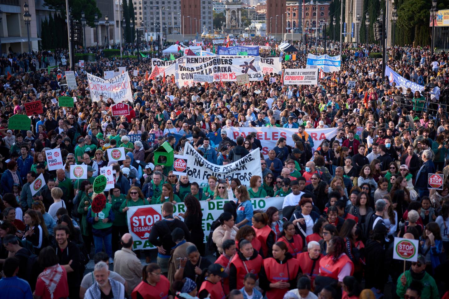 In Spain, tens of thousands march across the country to protest the growing housing crisis