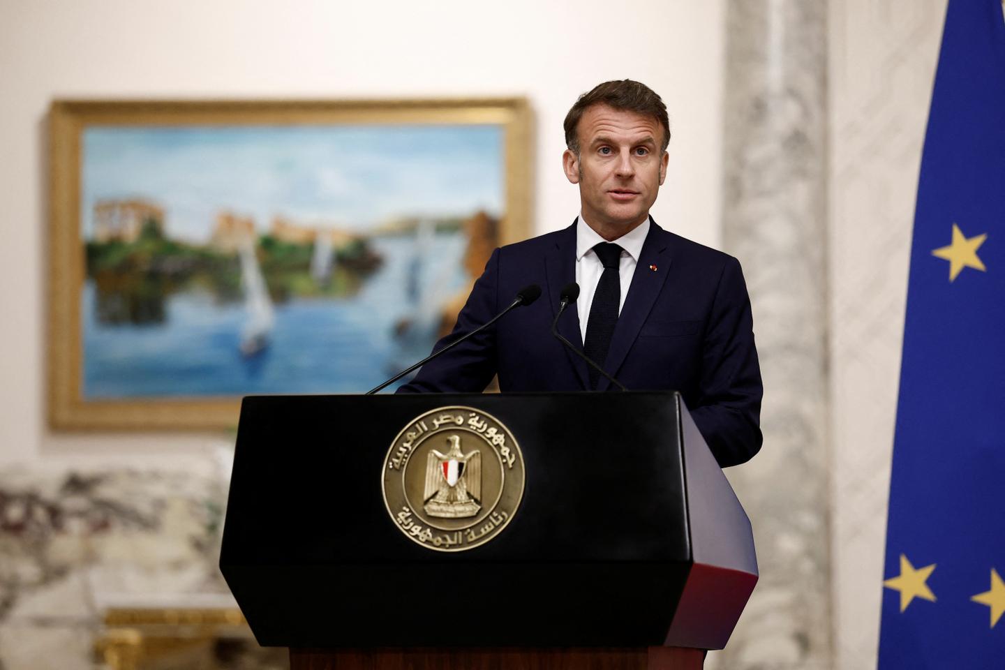Macron, in Egypt, rejects any role for Hamas in post-war Gaza and supports Arab League plan