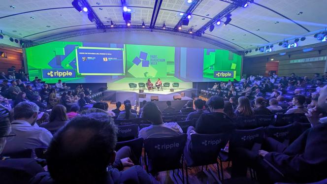 Au premier jour de la Paris Blockchain Week, à Paris, le 8 avril 2025.
