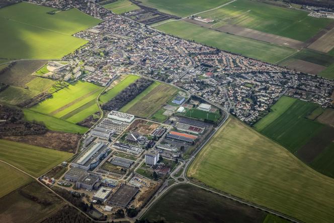 Vue aérienne, de Nozay, Essonne, le 17 février 2024.