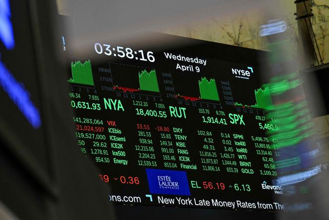 La Bourse de New York (NYSE) lors de la séance de l’après-midi du 9 avril 2025.