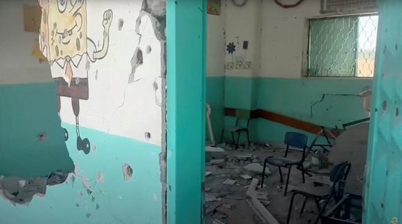 Une photo diffusée par l’armée israélienne montre une école maternelle, dans la cour de laquelle l’armée affirme avoir trouvé un tunnel dans le secteur de Rafah, à Gaza, le 11 avril 2025.