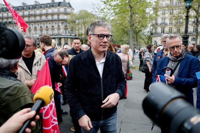 Olivier Faure participated in an event in Paris, April 12, 2025.