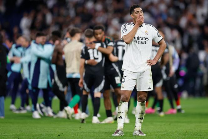 جود بيلينجهام بعد القضاء على ريال مدريد في الربع النهائي لدوري أبطال أوروبا ضد آرسنال ، 16 أبريل 2025.