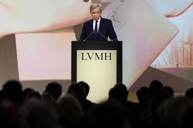 Bernard Arnault, president and CEO of LVMH, duration of the annual shareholders meeting in Paris on April 17, 2025.