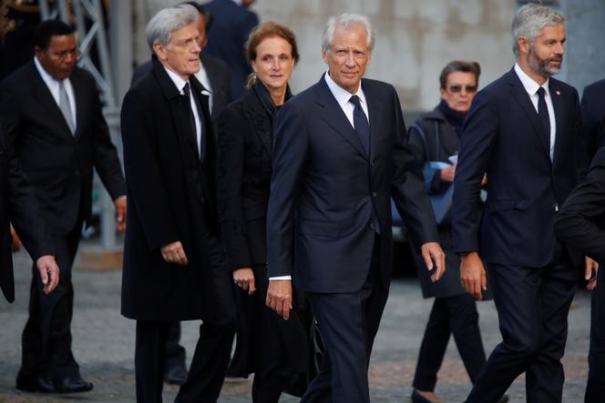 Dominique de Villepin (in the center) and Laurent Wauquiez (right), at the funeral of Jacques Chirac, in Paris, September 30, 2019.