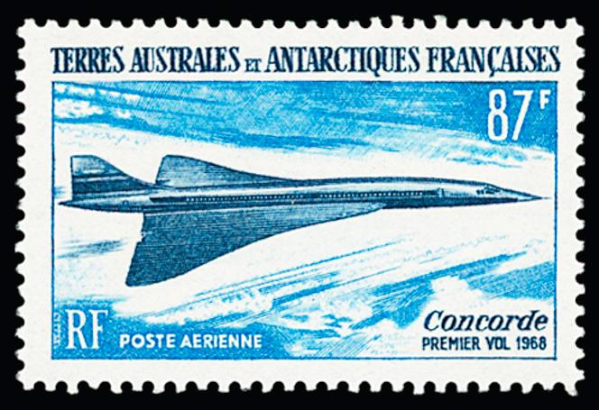 « Concorde » non émis, erreur de valeur, 87 au lieu de 85 francs, vendu 2 700 euros par Le Timbre classique, à Paris, en 2022.