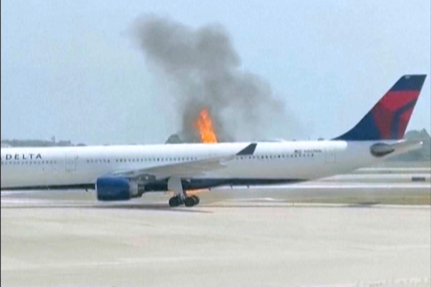 Delta Air Lines plane catches fire at Orlando airport