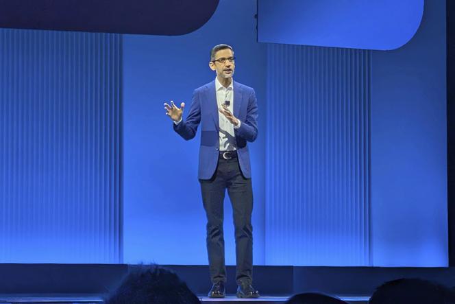 Sundar Pichai, PDG de Google LLC, lors de la conférence annuelle sur le cloud business de l’entreprise, à Las Vegas, le 9 avril 2025.