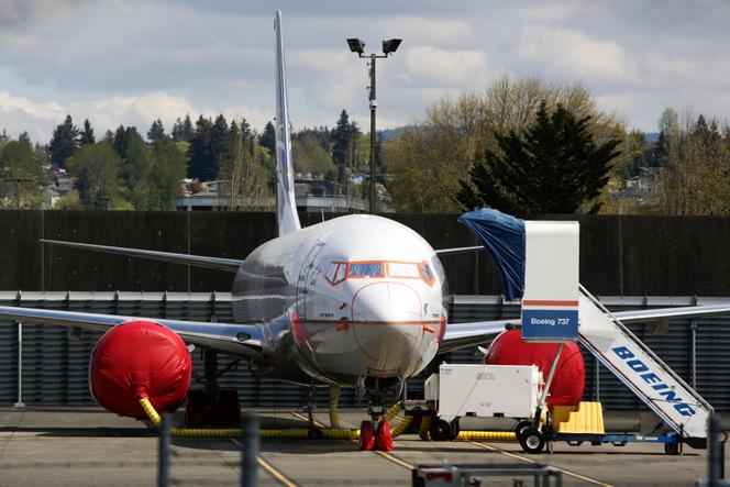 Un avion de ligne Boeing 737 Max 9 sur la ligne de vol Boeing Boeing Factory à Renton, Washginton, le 20 avril 2020. 
