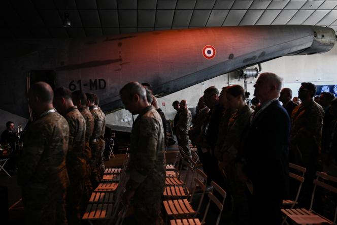 During a tribute to the soldiers of the special forces of the French army who fell in combat, in Martignas-sur-Jalle (Gironde), on April 1, 2025.