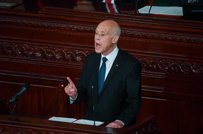 Le président tunisien, Kaïs Saïed, après sa prestation de serment devant l’Assemblée nationale, à Tunis, le 21 octobre 2024.