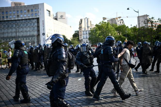 Lors d’une manifestation contre la réforme des retraites, à Paris, le 6 juin 2023.