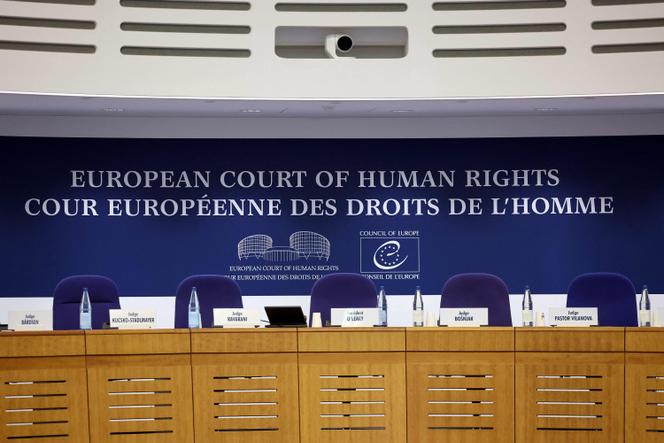 Vue intérieure de la Cour européenne des droits de l’homme (CEDH), à Strasbourg, dans l’est de la France.