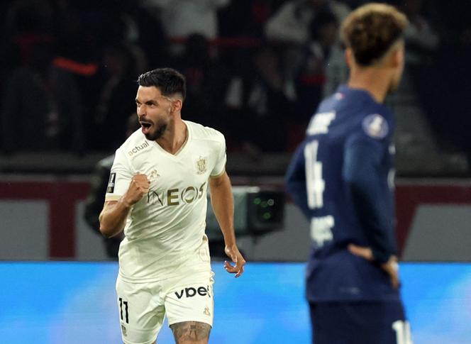 Le Niçois Morgan Sanson, buteur au Parc des Princes, vendredi 25 avril 2025.