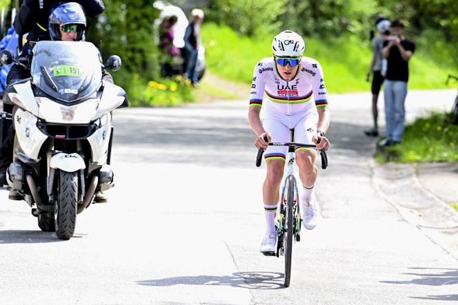 Tadej Pogacar lors de Liège-Bastogne-Liège, le 27 avril 2025.